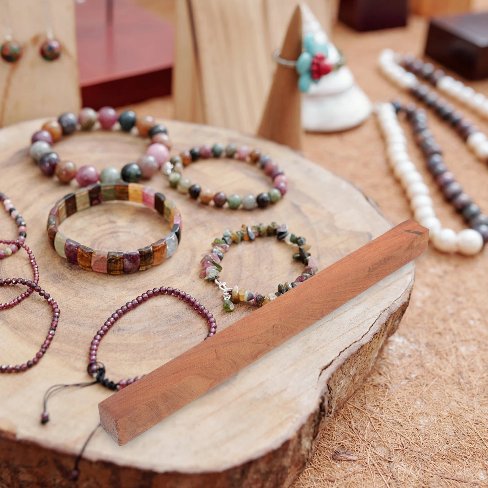

Wood Bracelet Sticks Craft DIY Unfinished Strips Straight Reusable Material Beads Making Accessories Projects Gifts H