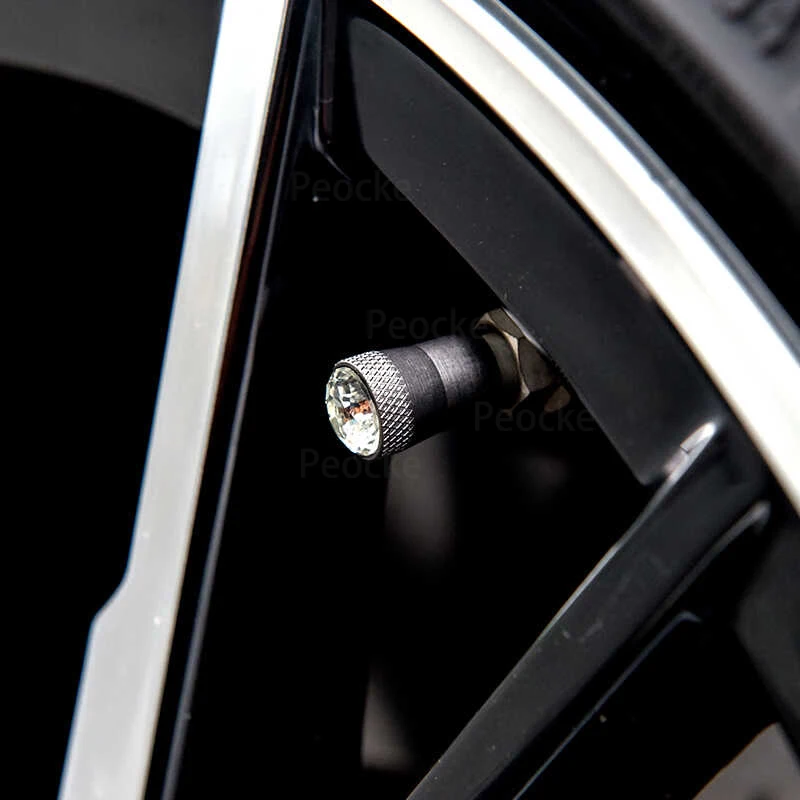 4 قطعة كريستال سيارة الإطارات صمام قبعات قبعات العجلات المعدنية الإطارات حافة الجذعية غطاء Airdust مقاوم للماء العالمي السيارات لسيارات BMW لتويوتا