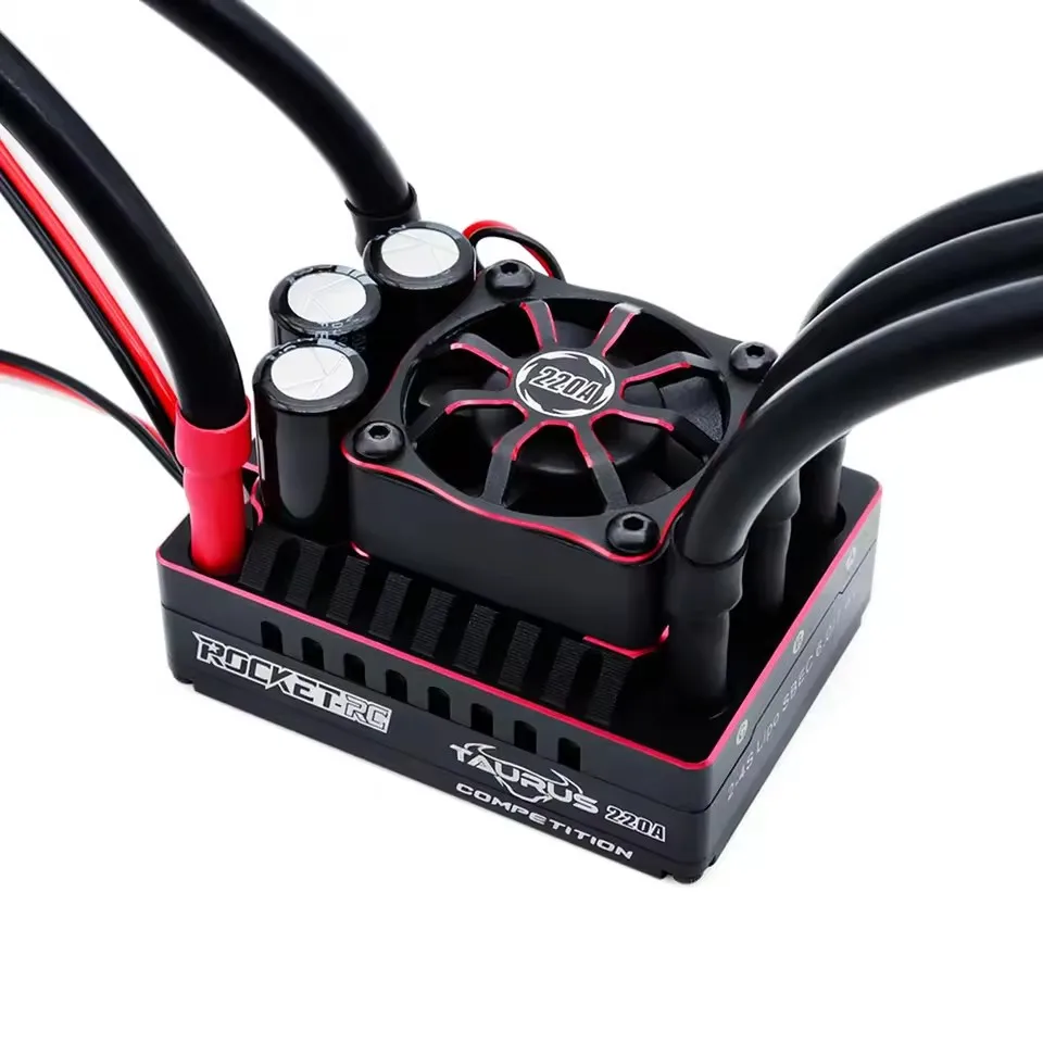 ROCKET-RC TAURUS 220A Brushless ESC 2-4S Speed Controller 7.4V/6A BEC with Heatsink for 1/8 RC Car Off Road Buggy Parts