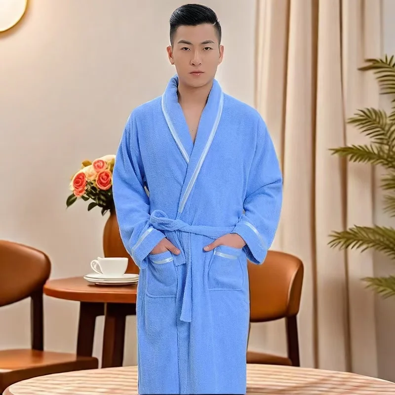 Women Flannel Bathrobe Winter Warm Casual Robe Sleepwear Long Sleeve Plush Shawl Male Bath Robe Lounge Nightgown Home Clothes