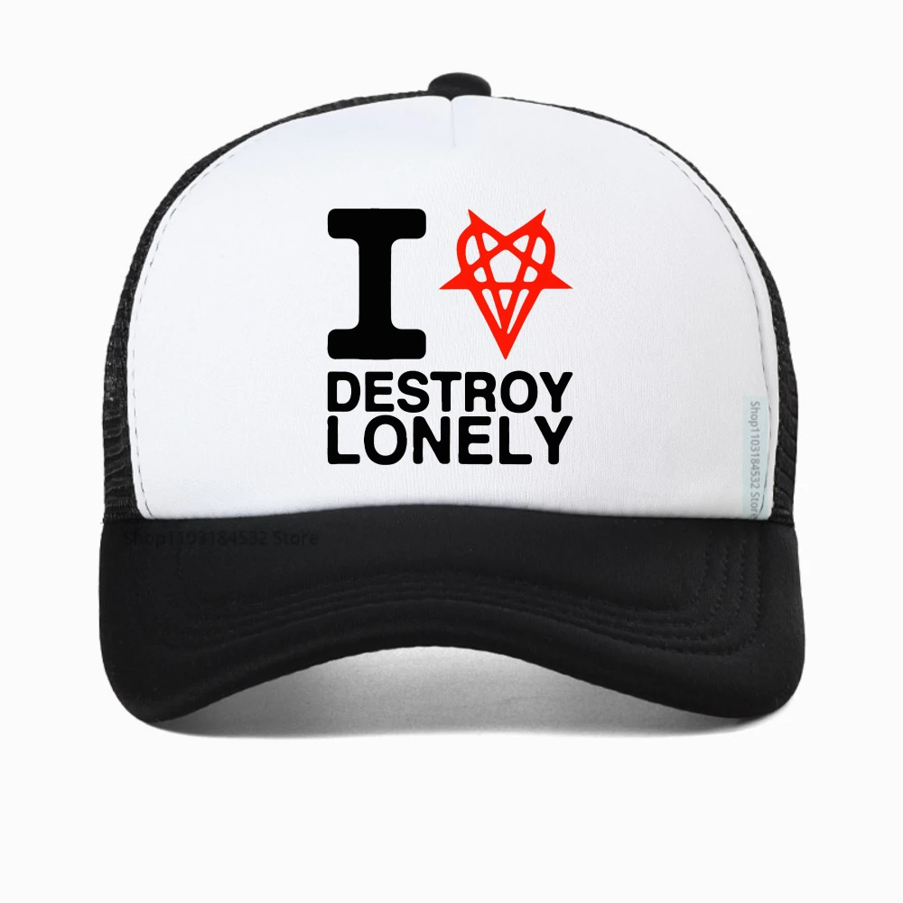 

I Heart Love Destroy Lonely mesh baseball cap Men Women Clothing Fashion Harajuku casual hat Breathable adjustable snapback hat