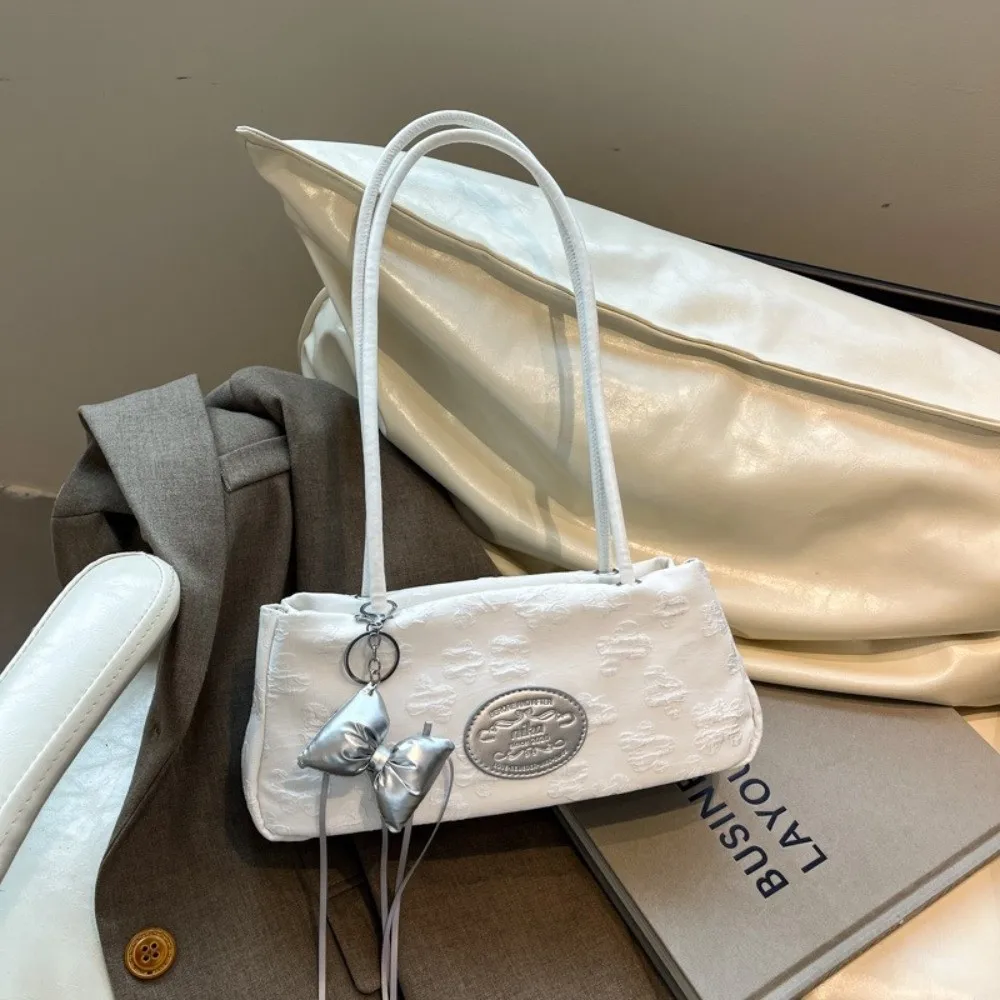 

Trendy Elegant French Stick Handbag Leisure Commuting Jacquard Shoulder Bag Zipper Solid Color Armpit Bag Female