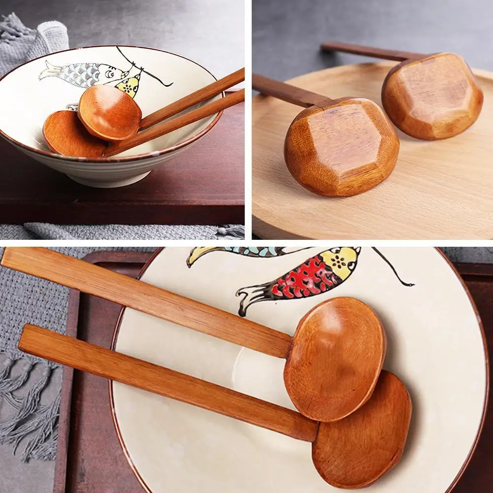 New Long Handle Ramen Wooden Spoon Japanese Kitchen Cooking Utensils Tableware Serving Tablespoons Home Large Soup Ladle ﻿