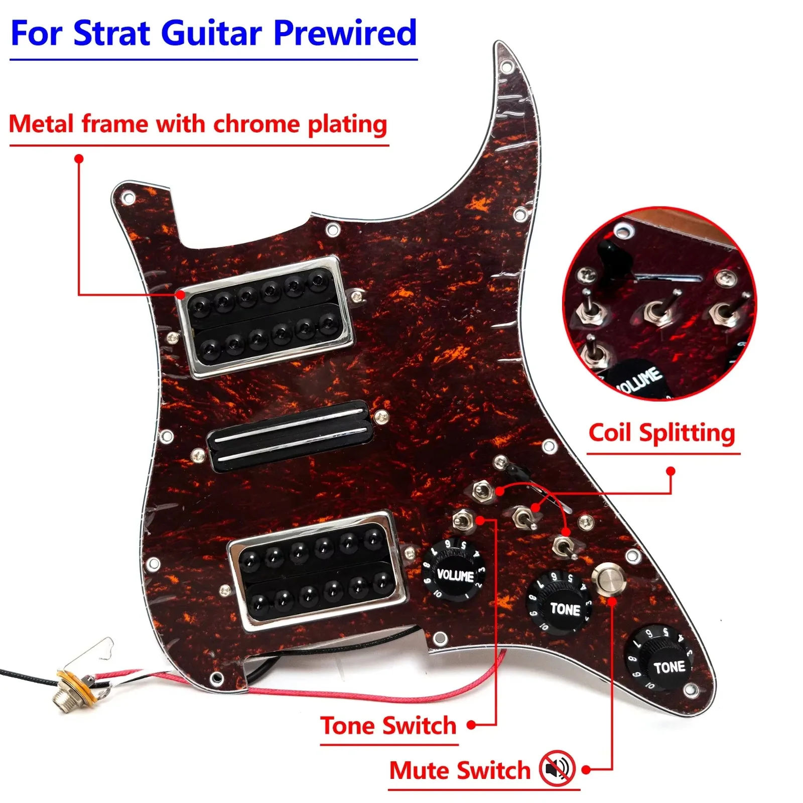 Prewired Loaded Pickguard with Humbucker Pickups for Electric Guitar Tone Upgrade Replacement Kit Parts