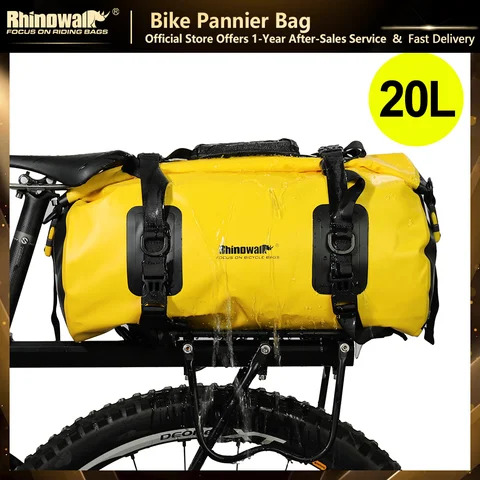 Rhinowalk 20l saco de pannier da bicicleta à prova dwaterproof água mtb saco tronco traseiro viagem bagagem transportadora portátil sela assento ciclismo accessoriy