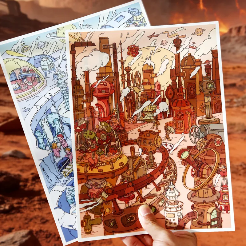 

Card Lover 4 Pcs [Lost Universe Series] Waterproof 3D Landscape Stickers California Coast Azure Moon Ruins for Journal Scrapbook