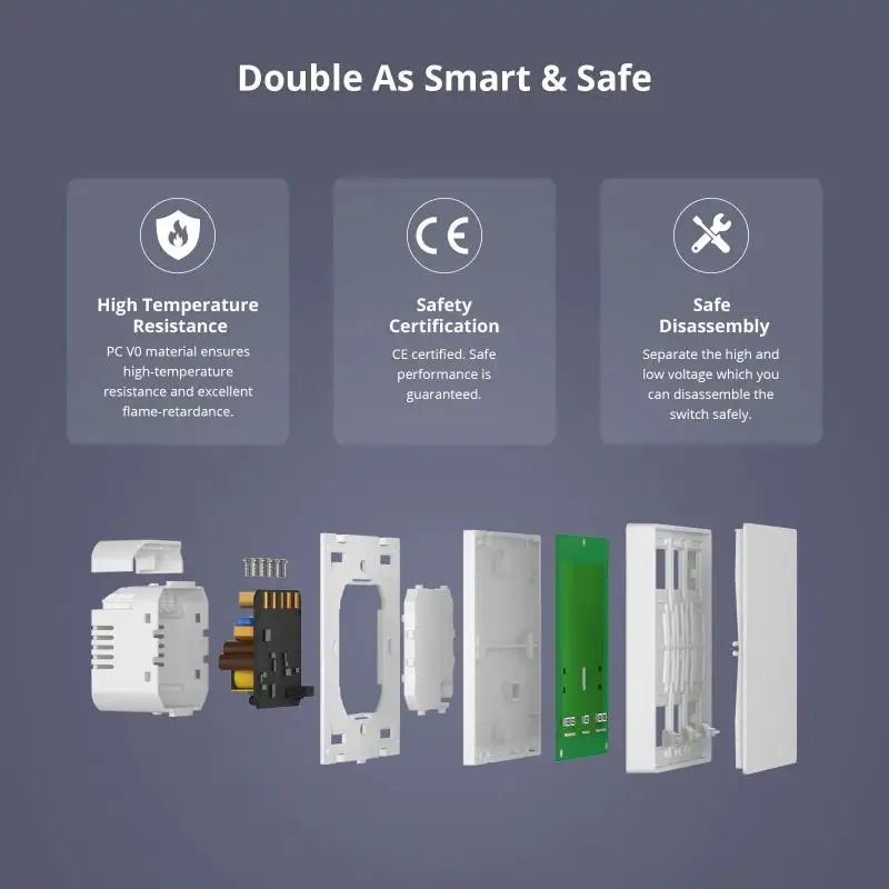 SONOFF M5 Matter Smart Wall Switch 120/86 Type Push Button Switch 1/2/3 Gang Switch Frame Work with Alexa Google Homekit Alice
