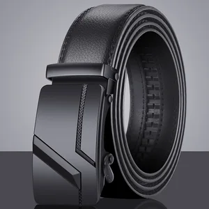 Alloy Automatic Buckle Men's Belt (Non-Iron, Rustproof), Premium Large Size Dress Belt for Business Casual, Lightweight Durable