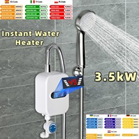 3.5kW 220V Electric Continuous Water Heater Bathroom Shower Kit Instant Water Heater for Bathroom Kitchen Laundry White