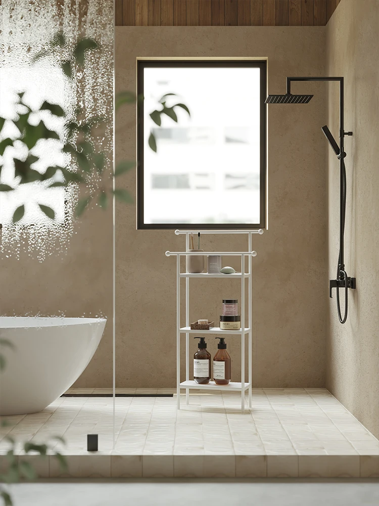 

Wrought iron bathroom floor hanger rack household simple coat rack bathroom towel towel rack