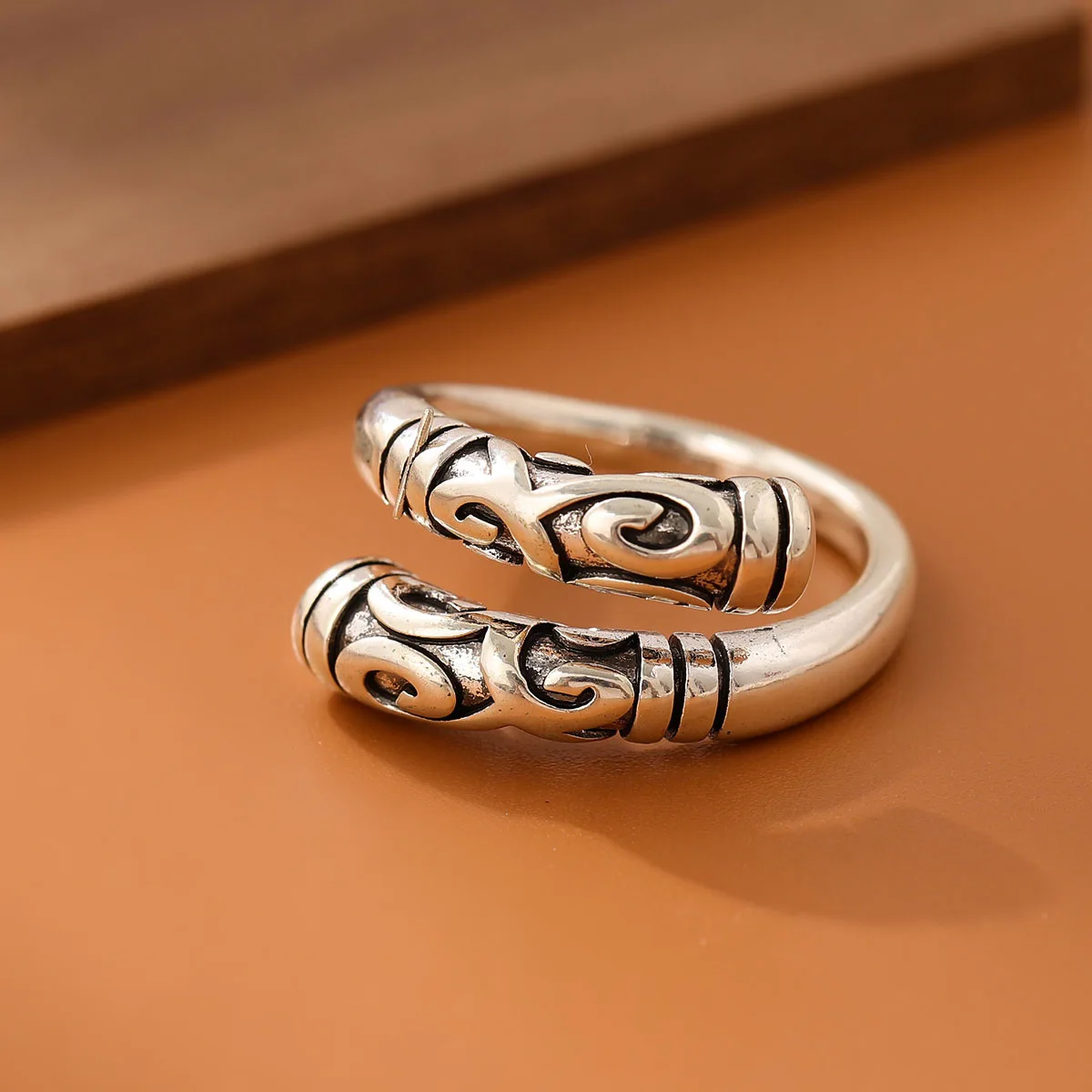 New Fashion Tight Spell Wukong 925 Sterling Silver Jewelry Gold Hoop Stick Cloud Pattern Flower Opening Rings R353