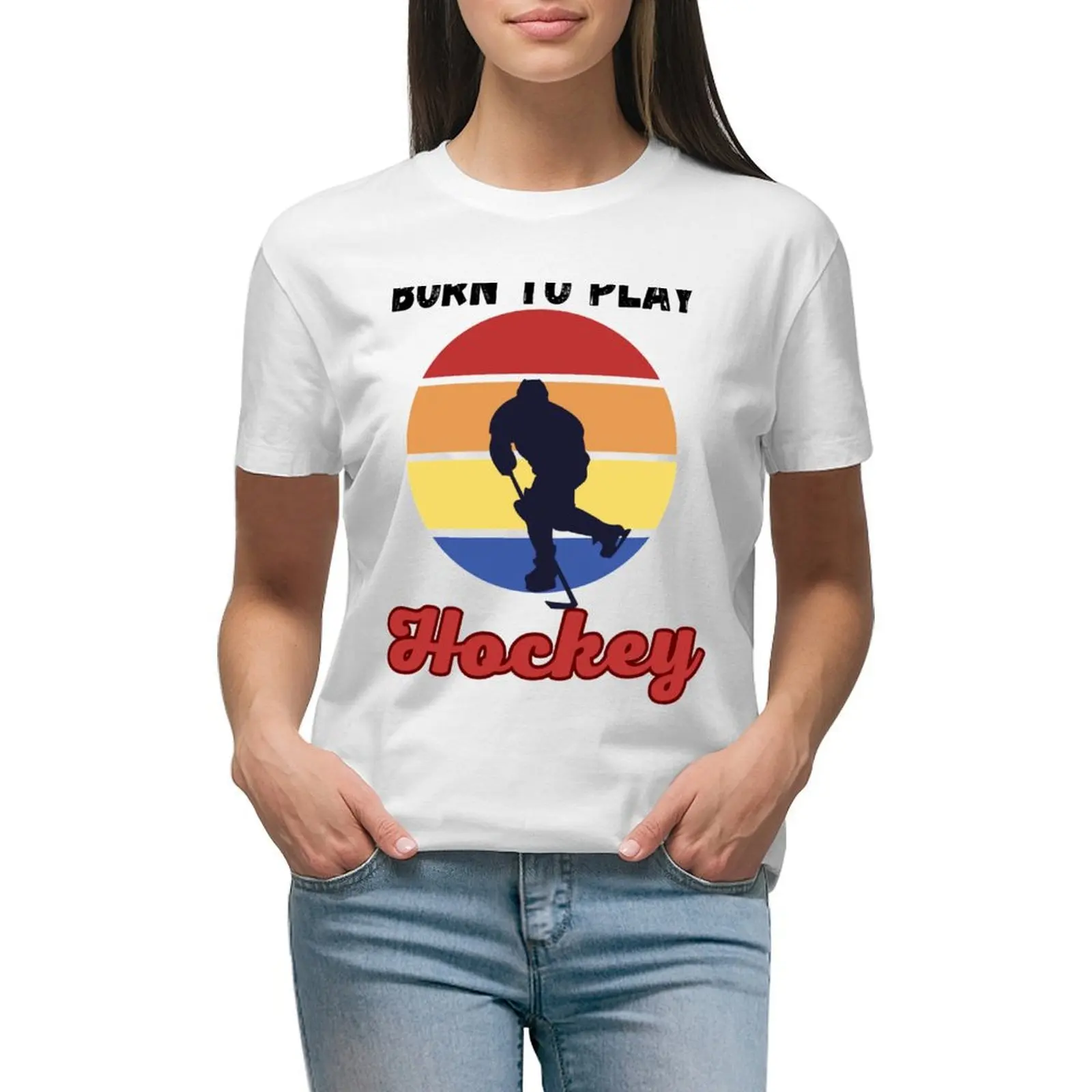 Bornb to play hockey T-shirt kawaii clothes tees Women's tops