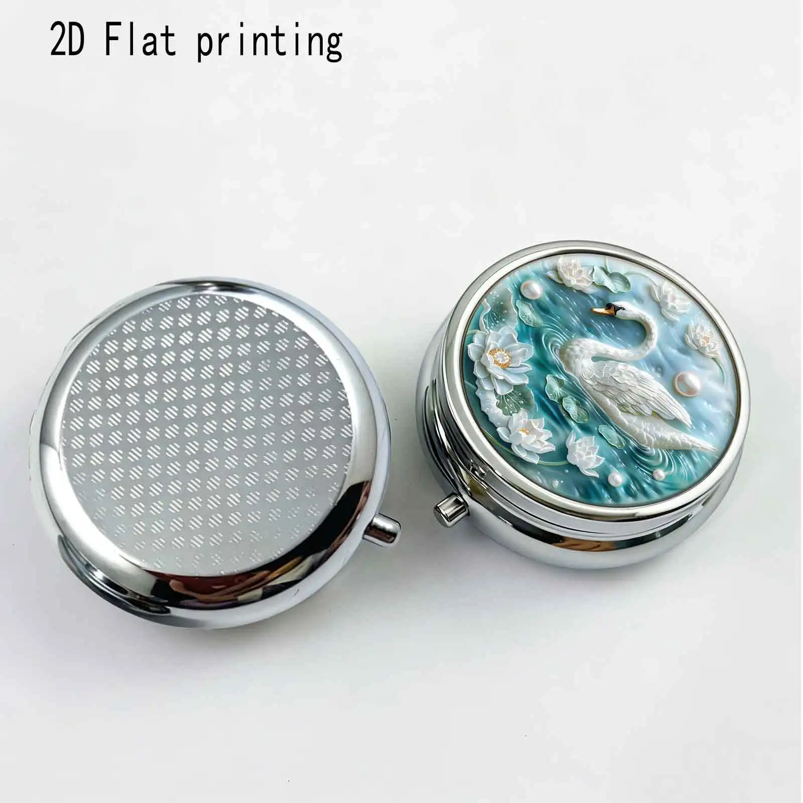 Swan Water Lily Small Jewelry Box Capsule Case Creative Gift·Exquisite and Convenient, Portable with Compartment Design·Compact and Practical for Storing Pills and Capsules, Suitable for Personal Use and as a Gift