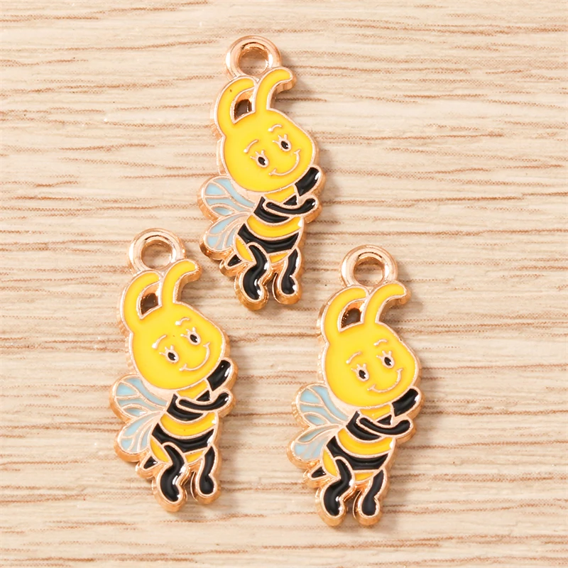 10 Stück Mix Cartoon Tier Biene Charms Emaille Honigbiene Blume Charms Anhänger für Schmuckherstellung Halsketten Ohrringe DIY Handwerk Geschenk – Detail 14