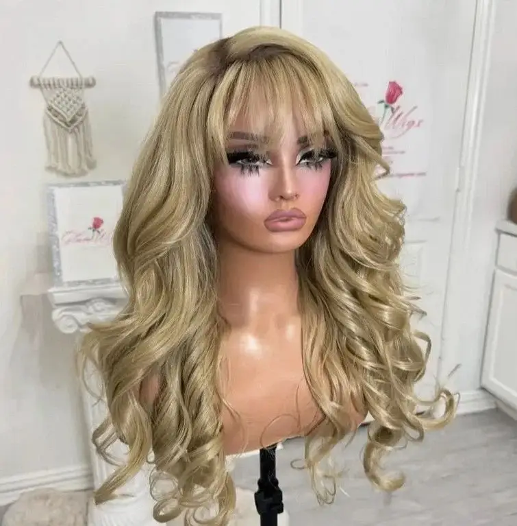 باروكات بدون صمغ شعر صناعي أومبير كراميل بني 13*4 HD باروكات دانتيل شفافة مع الانفجارات زي موجة الجسم امرأة تأثيري استخدام #3