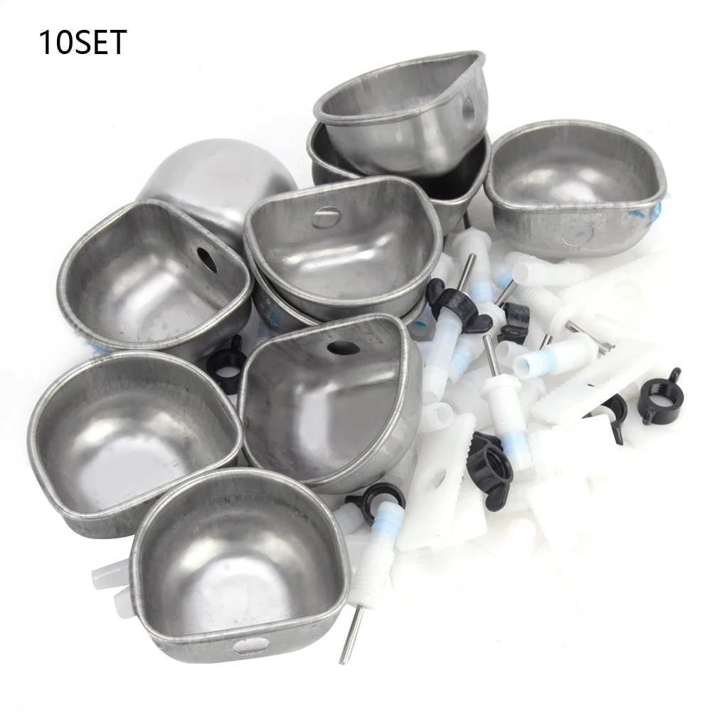 10 Sets Rabbit Drinker Stainless Steel Plastic Drinking Water Bowl Feeding Accessories for Connecting 7mm to 10mm Hose