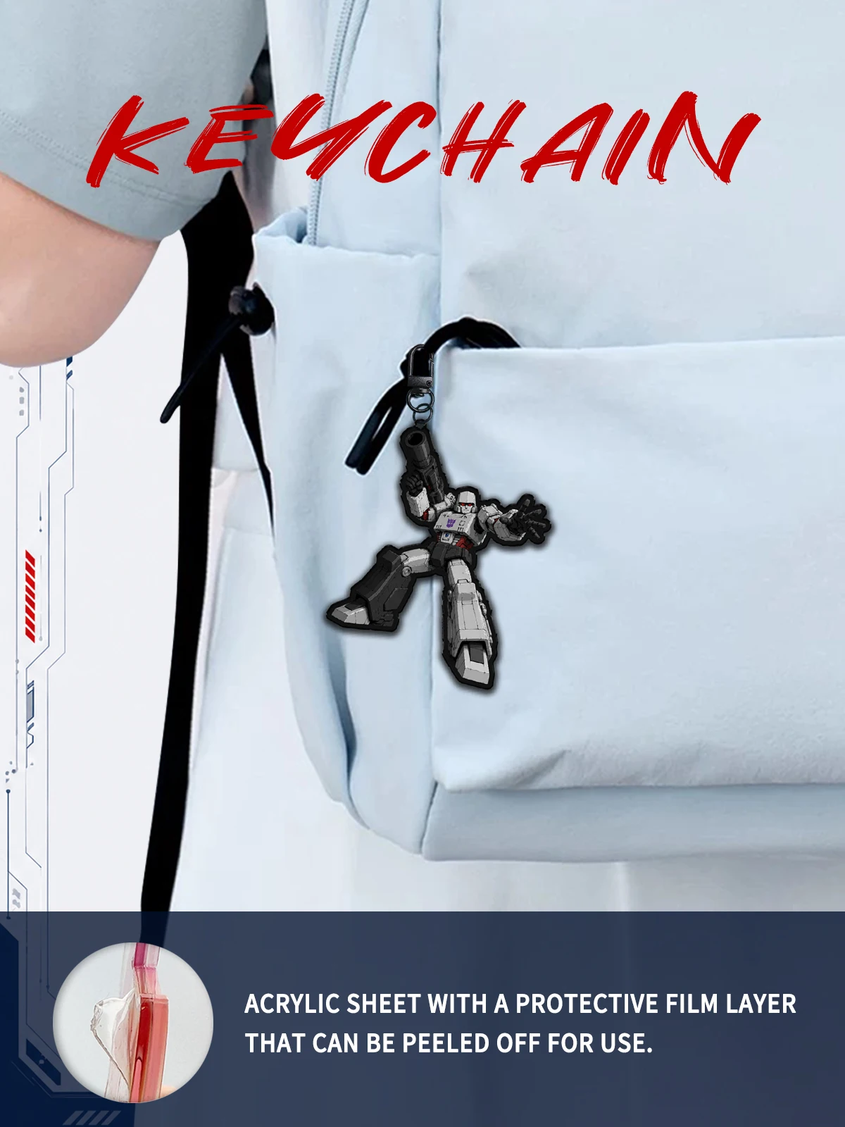 Cute TFA Acrylic Keychains | O-Prime Bumblebee Megatron Starscream | Kawaii Robot Bag Charm Gift - view 5