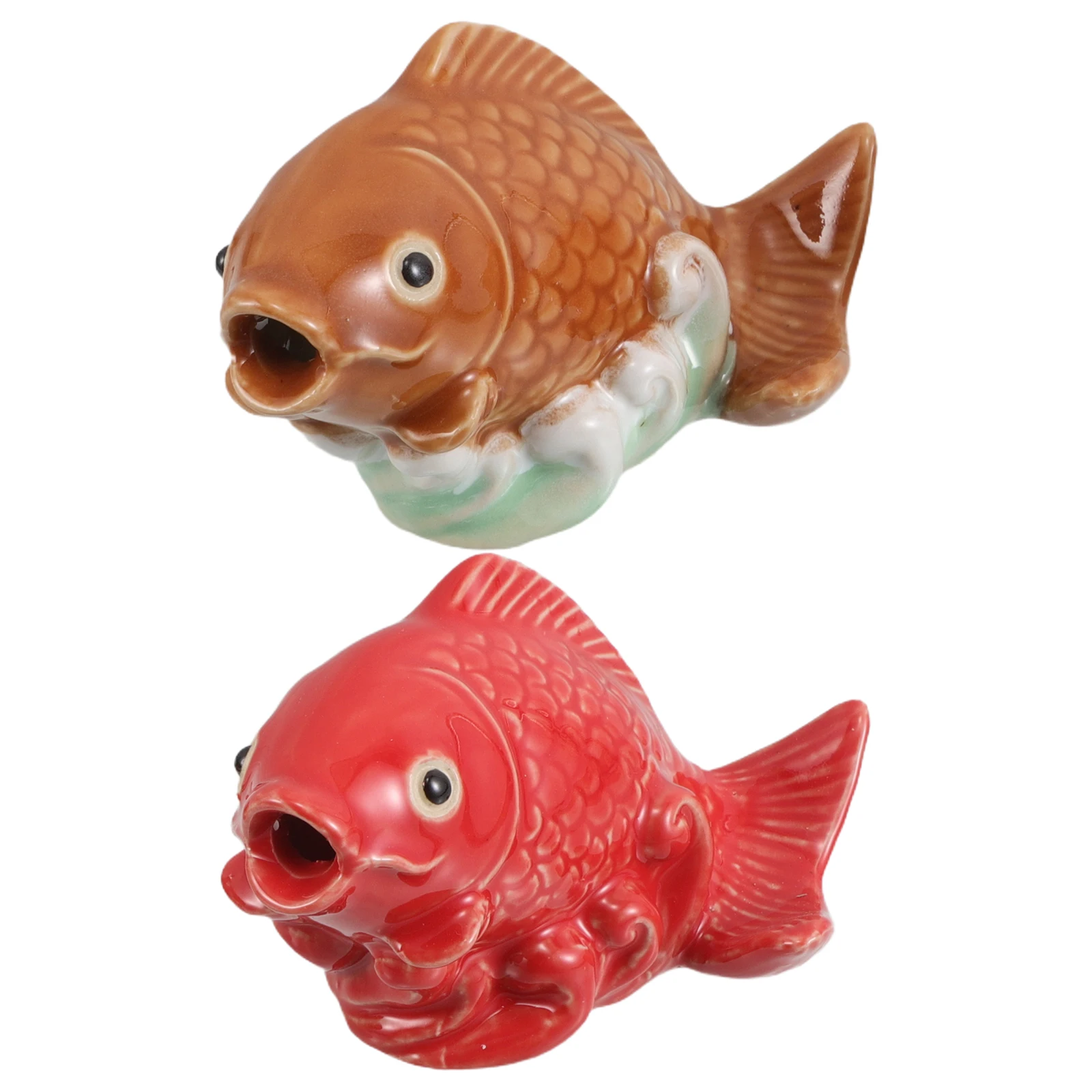 

2Pcs Ceramic Garden Ornaments: Dynamic for Aquarium Pond Landscaping Fish Tank Decorative Accessories