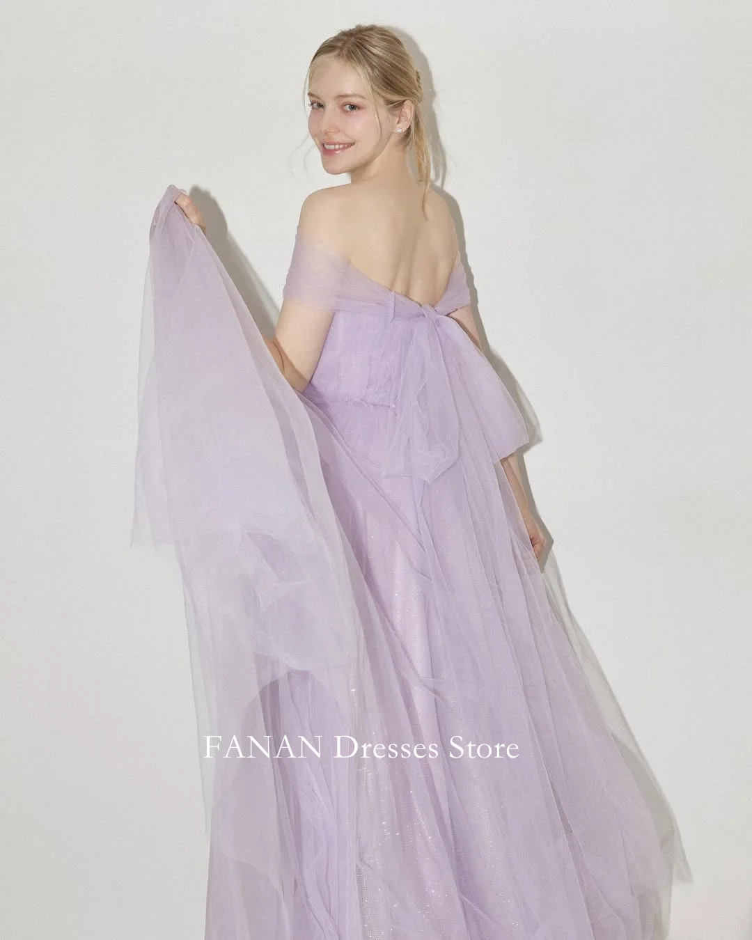 FANAN Tulle Fairy Abiti da festa da sera con spalle scoperte Corea Viola Abiti da sposa eleganti da donna Abiti da ballo per eventi personalizzati