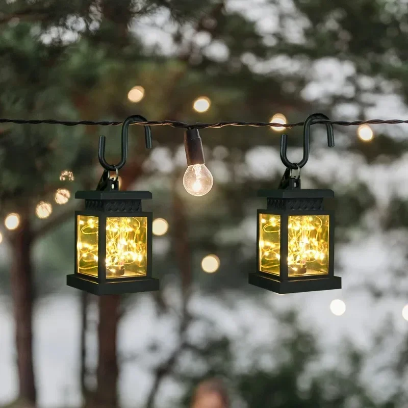 Luci solari per lanterne da giardino illuminazione a sospensione a energia solare impermeabile per esterni con luci a stringa di fata a LED calde