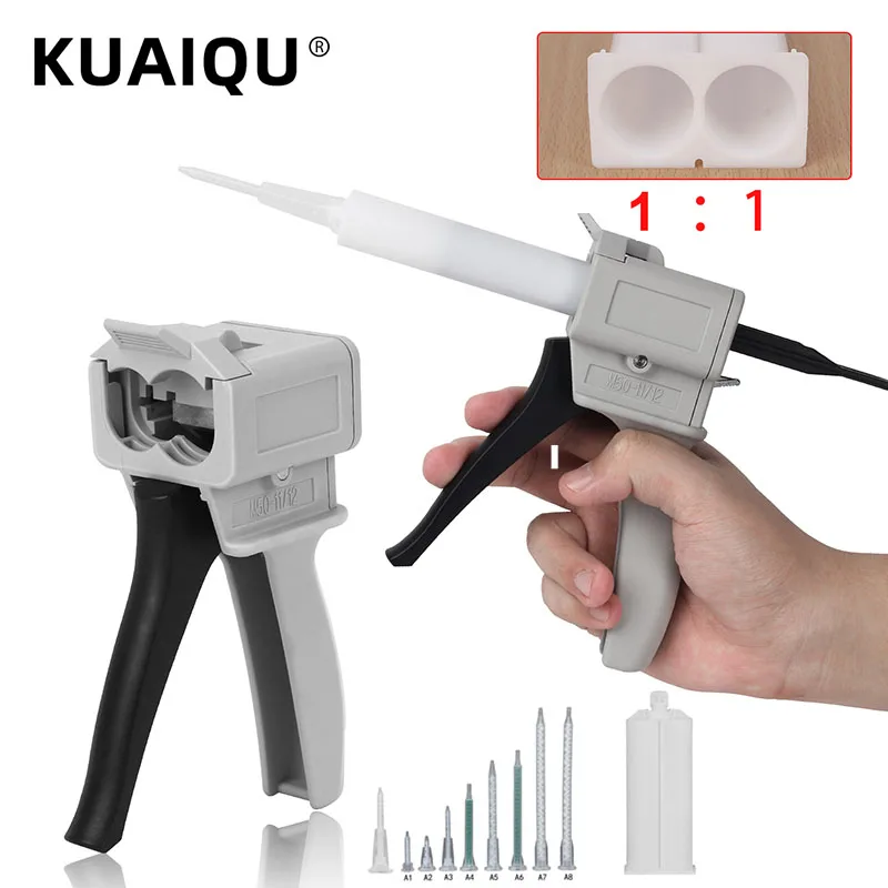 50ML Manual Dispensing Gun 1:1 Caulking Gun Dispenser AB Epoxy Sealant Glue Gun Applicator Glue Adhensive Squeeze Tools