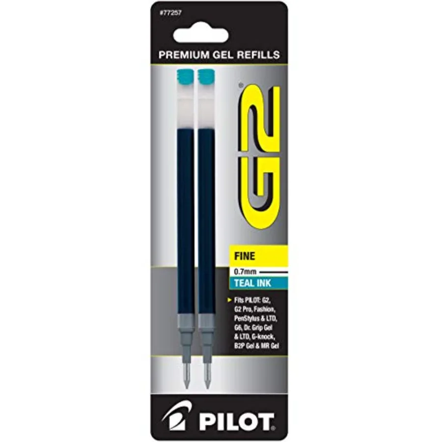 

G2 Gel Ink Refills, Fine Point 0.7 mm, Teal, Pack of 2