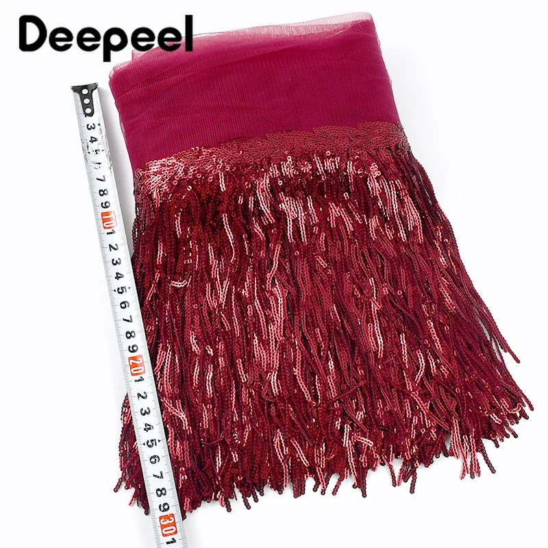 10Yards Deepeel 18cm Colorful Sequins Tassel Fringe Lace Trim Fabric Ribbon Wedding Dress Clothes Curtains Sewing Accessories