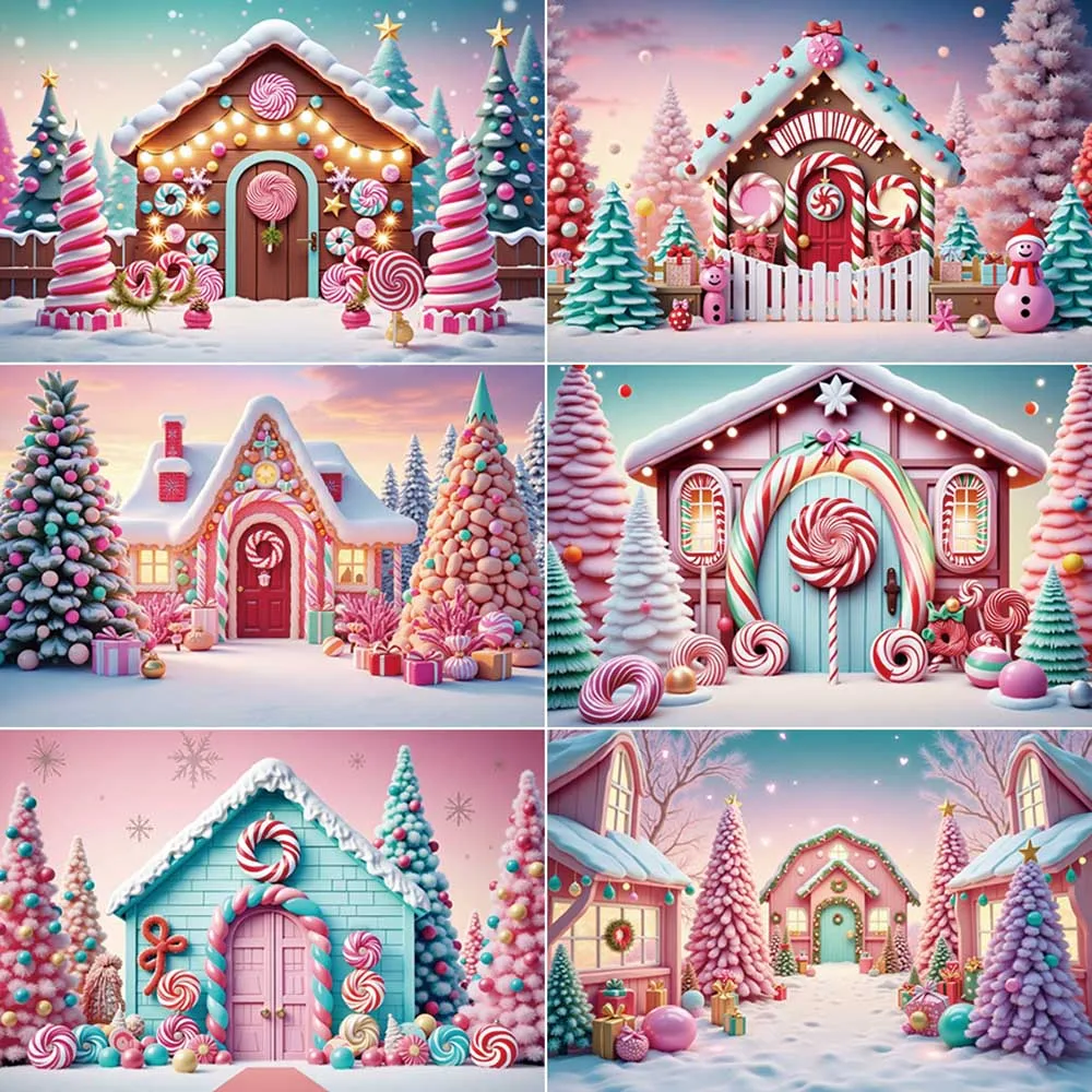 

MOON.QG 2024 Christmas Candy Land Photography Backdrop Big Xmas Tree New Year Background Baby Photo Studio Photocall Accessories