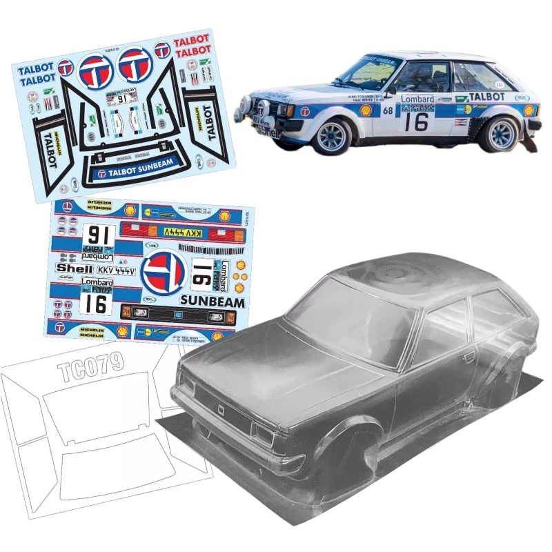 

1/10 Lotus talbot Sunbeam Clear Lexan Body, RC Rally Car Shell, 190mm width, 258mm wheelbase, Tamiya TT-01 TT-02