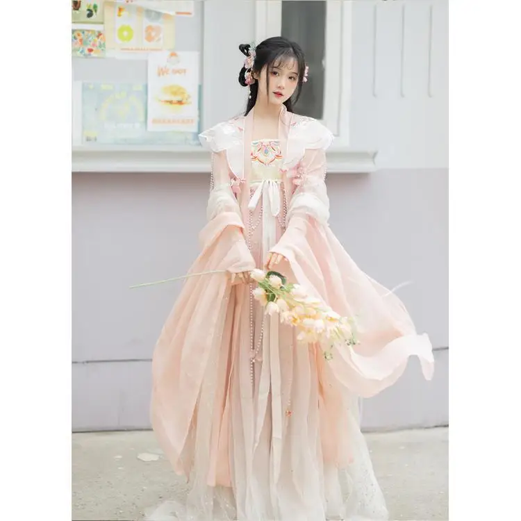 2022 Traditional Women Flower Hanfu Dress Ancient Chinese Costume Beautiful Dance Hanfu Originale Princess Tang Dynasty Robe