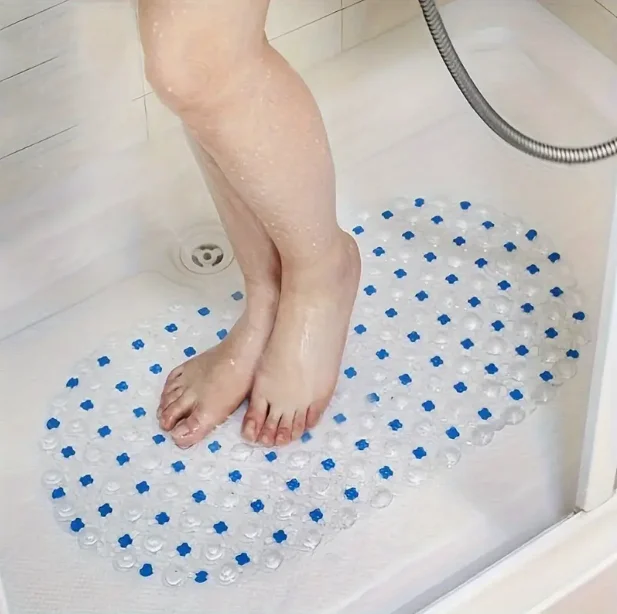 1PC PVC Anti-slip Bath Mat with Suction Cup Soft Shower Mat Massage Anti-slip Bath Home Bathroom Accessories Rug Bathroom