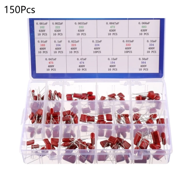 Y1UB 150PCS Metallized Polypropylene Polyester Film Capacitors 400V and 630V