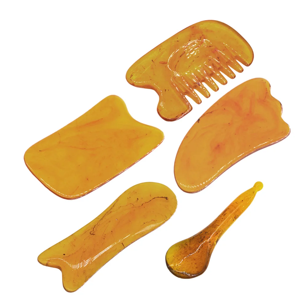 

1Set Scraping Plates Set Natural Resin Beeswax Safe Smooth Texture Facial Neck Body Massaging Scraping Tool Pain Relief