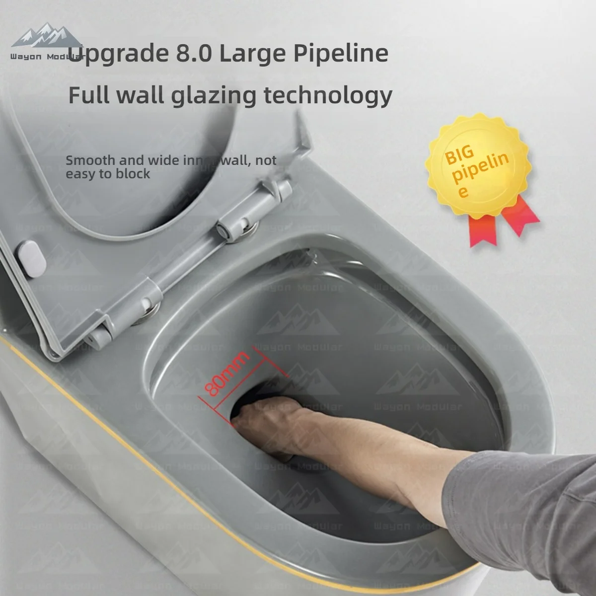 Hot Sale Water Saving Ceramic Toilet Grey with Gold Accent High Efficiency Flush for Commercial Residential Bathrooms - view 4
