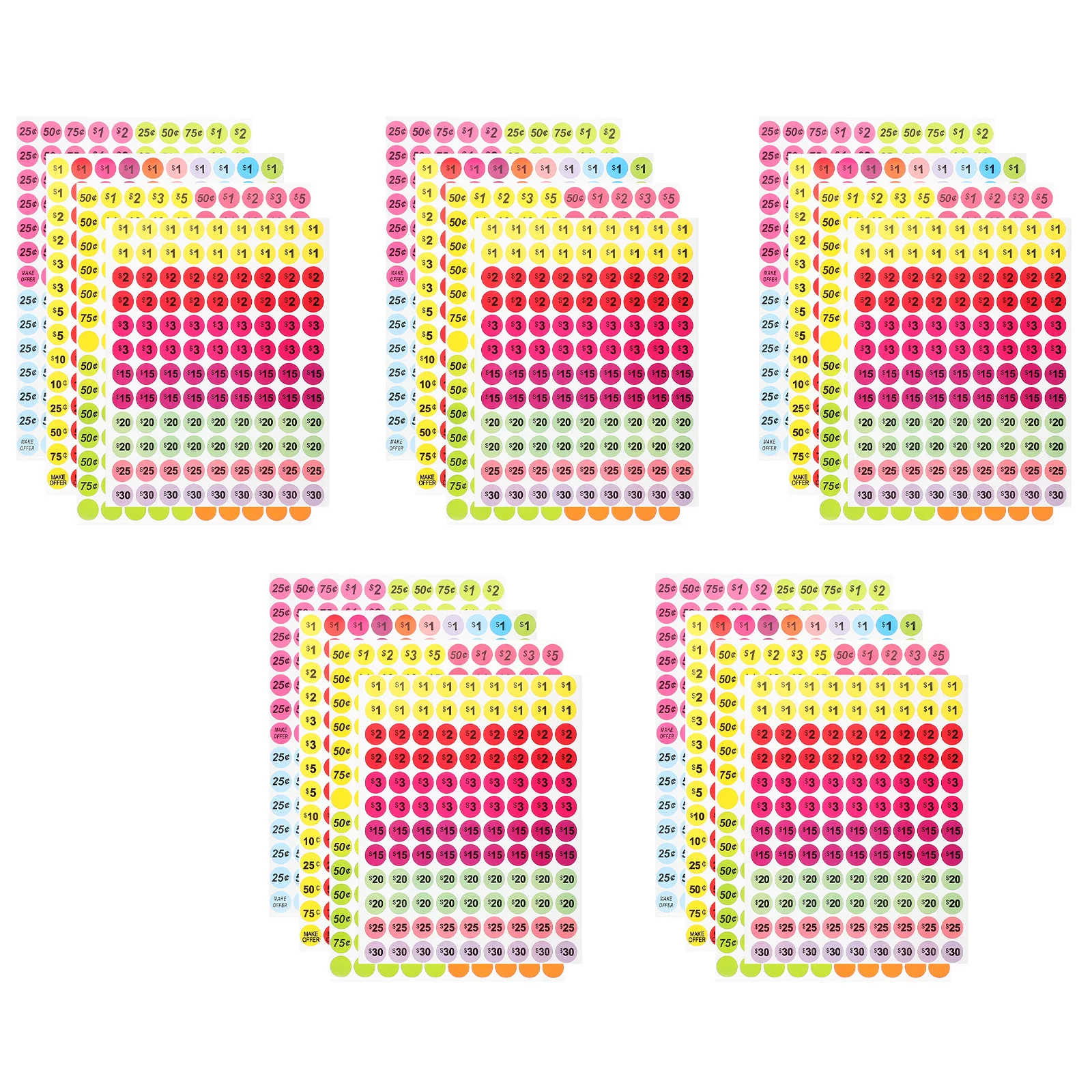 

20 Sheets Price Tag Garage Sale Stickers Label Tags Supplies Signs Labels Pricing