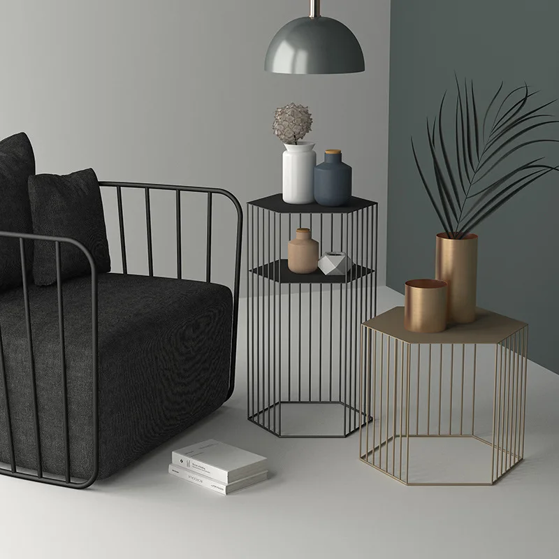 Nordic ins wrought iron small coffee table living room simple modern