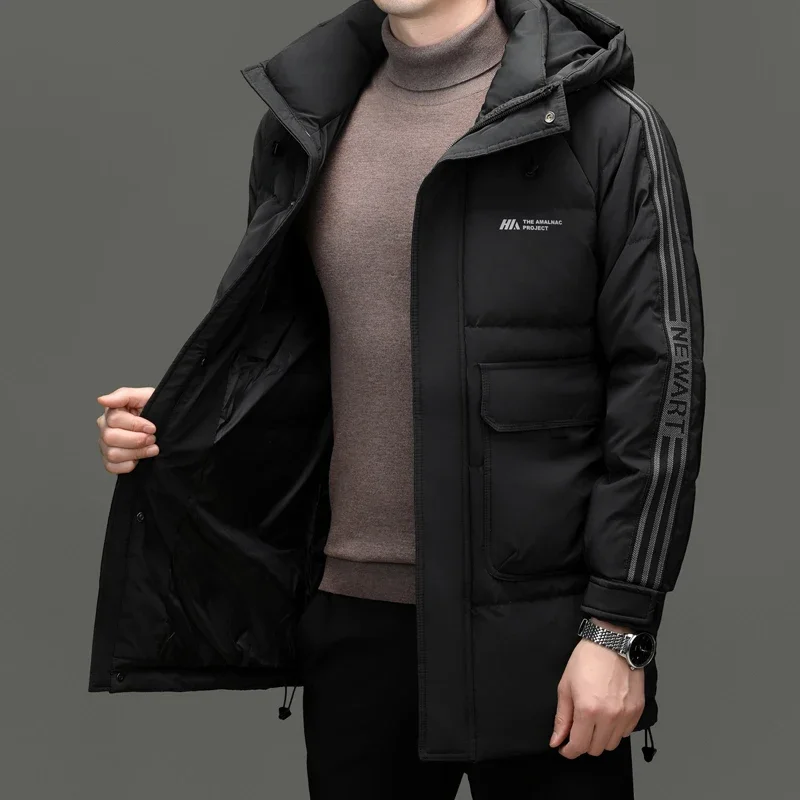 Jaquetas de luxo 2024 roupas de grife masculino pato para baixo longo à prova de frio roupas quentes casaco de inverno acolchoamento leve para homem