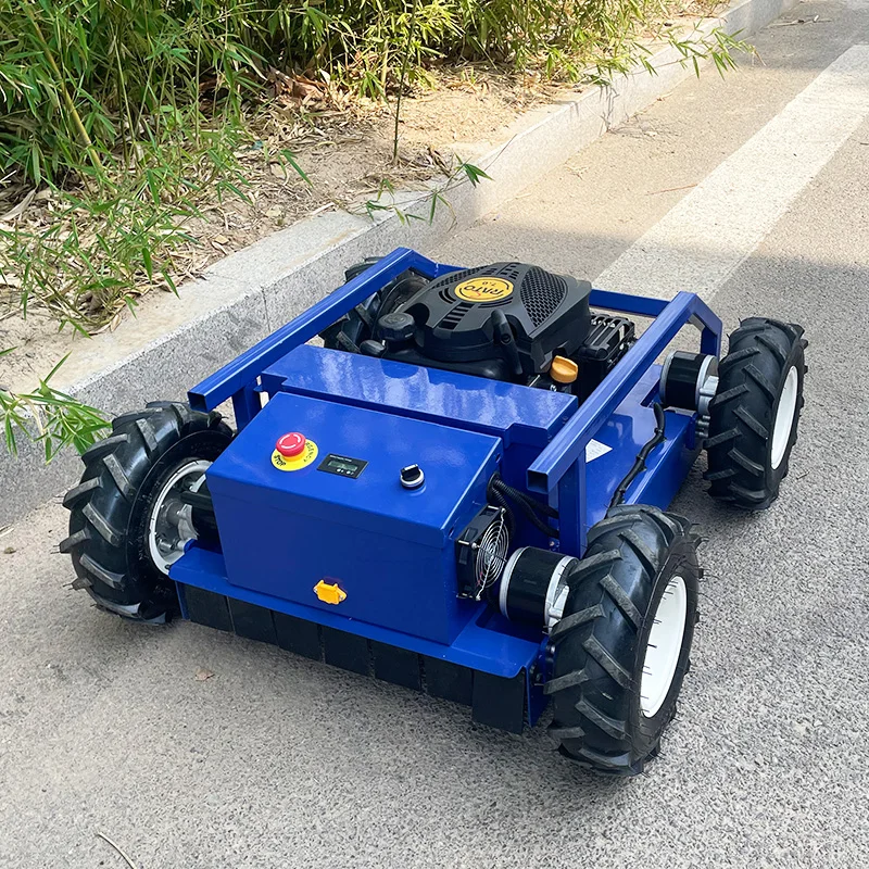 Robot cortacésped con control remoto de giro cero, todo terreno, con ruedas, personalizado, para uso doméstico, ahorro de energía y respetuoso con el medio ambiente