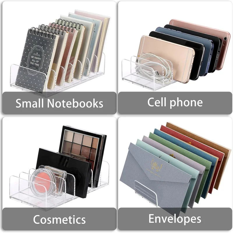 4-Plastic Eyeshadow Palette Makeup Organizer-Slot File Mail Organizer Clear Desktop Bill Divider Holder Cosmetic Accessor