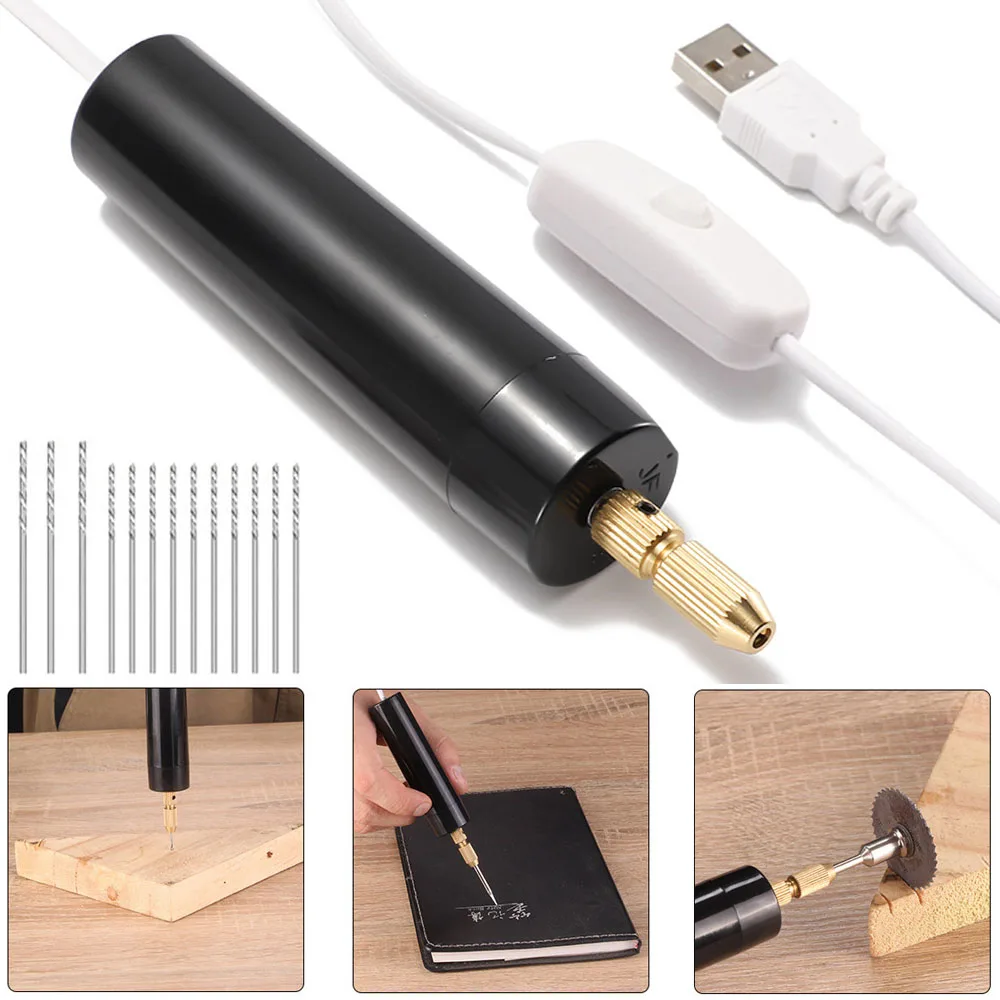 

15pcs/set Handheld USB Electric Drill Mini Crystal Glue Electric Mill Pen for Manual Drilling Jewelry Making DIY Craft Tool