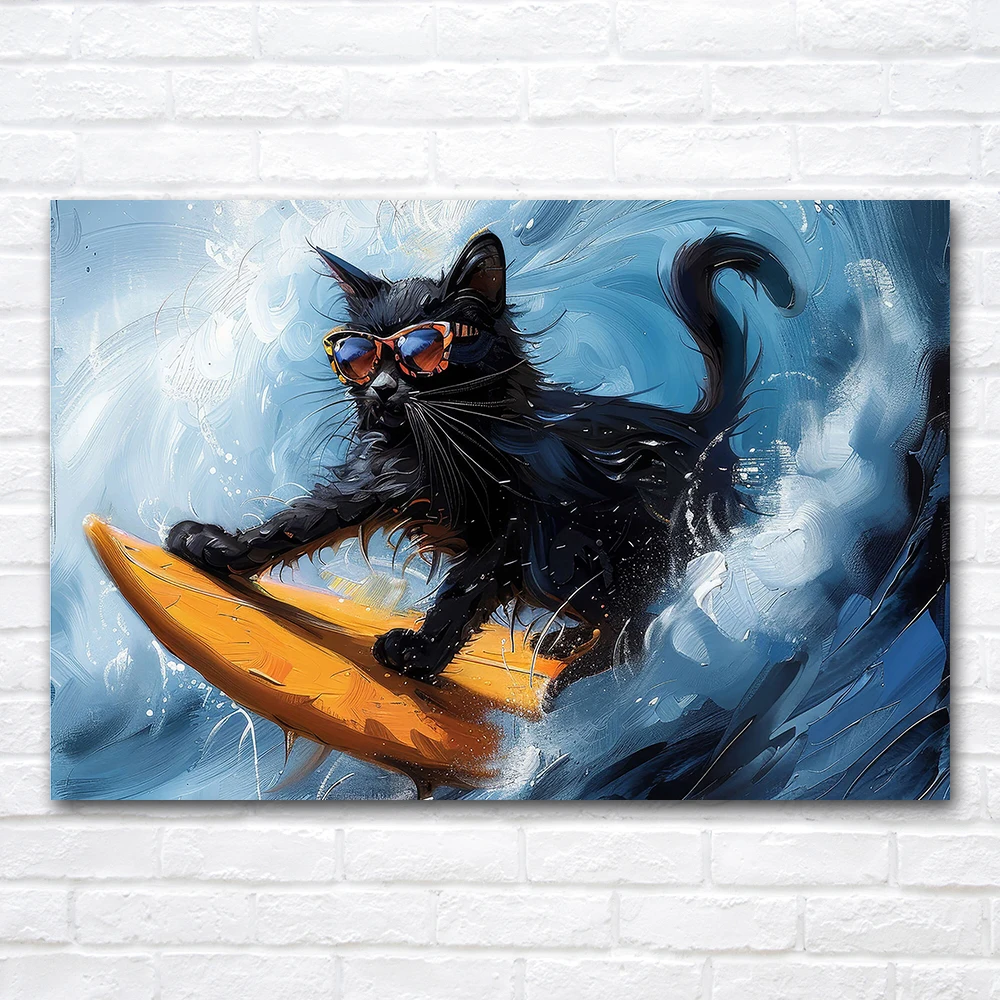 Black Cat On Surf F…