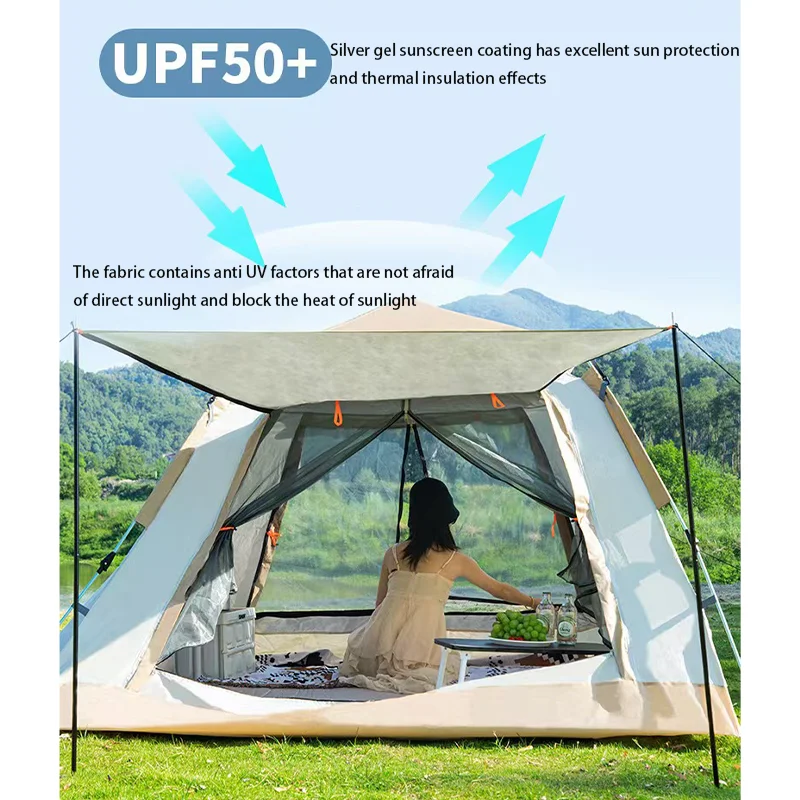 Outdoor Camping Portable Tent Rainproof Sun Proof Mosquito Proof Picnic Sunshade Tent Fully Automatic Beach Tent For 5-8 People