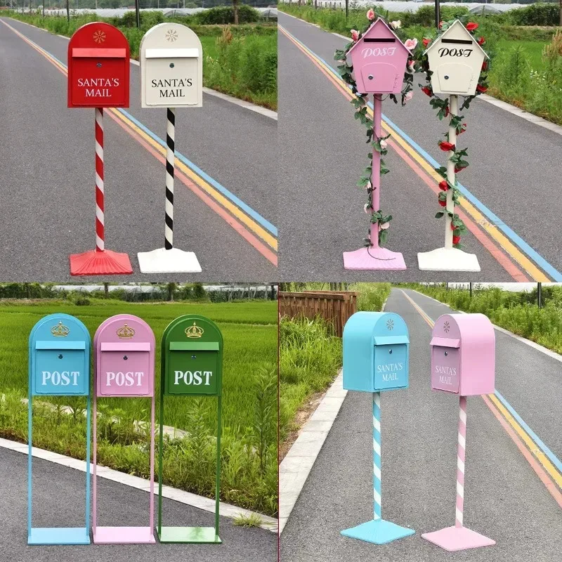 D20 European Retro Wrought Iron Mailbox Mailbox Model Suggestion Box Outdoor Rainproof With Lock Mailbox Decorative Props