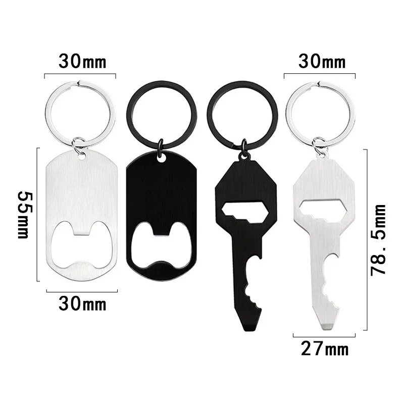 Tool Card Stainless Steel Keychain Multifunctional Bottle Opener Key Ring Chain Hexagon Pendant Portable Screwdriver Wholesale