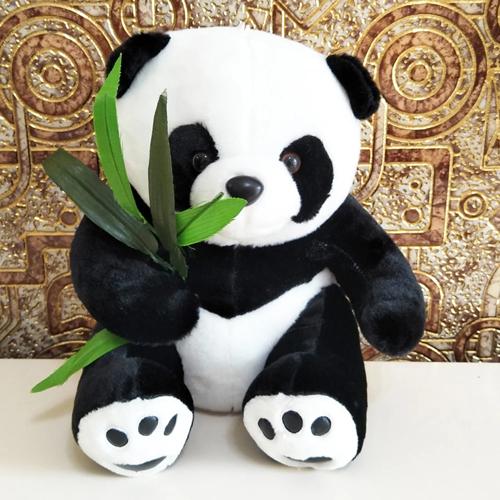 Jouet animal en peluche Krasnoise mangeant du bambou pour enfants, cadeau d'anniversaire