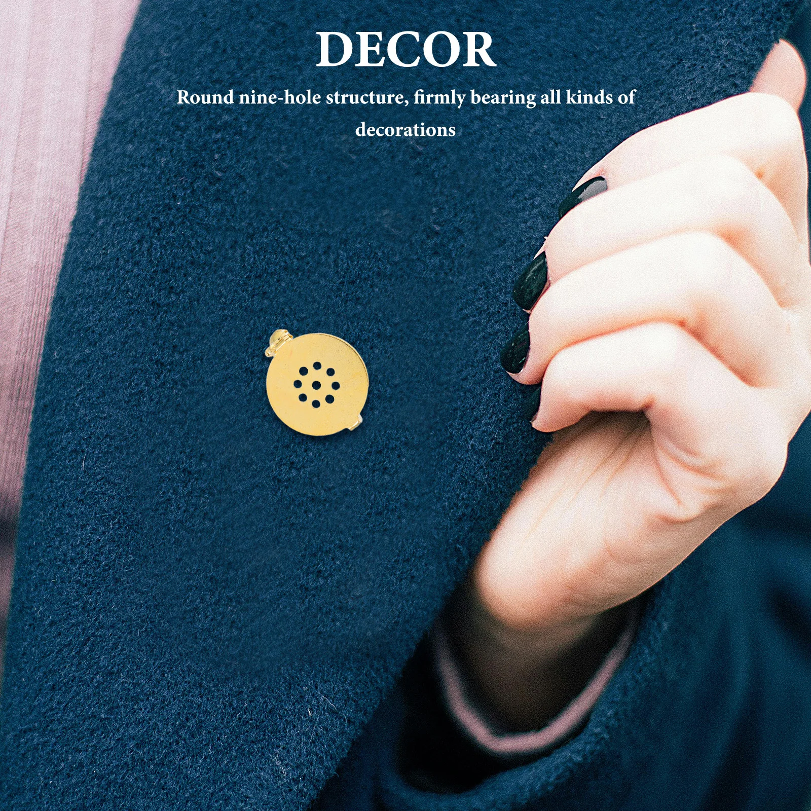 

10Pcs Brooch Base Round Tray Copper Safety Pin Clasp 9-Hole Locking Design DIY Jewelry Making Brooch Pin Back Corsage Badge