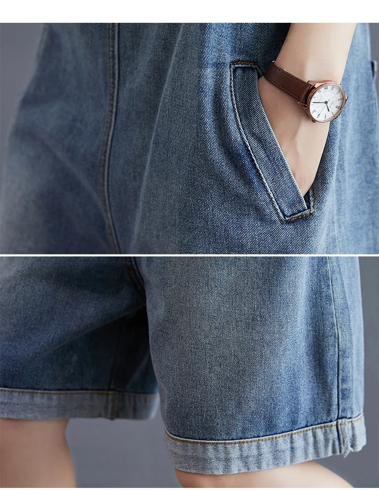 ロンパース プレイスーツ 女性 テクスチャ 厚手 不規則な布 多ポケット マルチカラー アップリケ ビーチウェア 年齢軽減