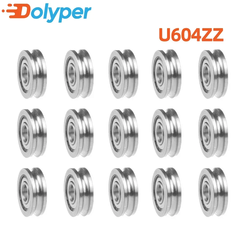 3D Printer U604ZZ 604UU 4x13x4mm U-Shaped Bearing MK8 Extruder Round Wheel Gear Walking Guide Rail Bearings Fitting Pulley