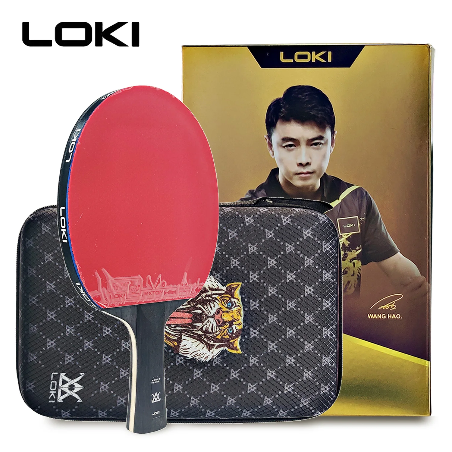 Loki-raqueta de tenis de mesa Serie E, pala de carbono profesional, paleta de goma elástica alta