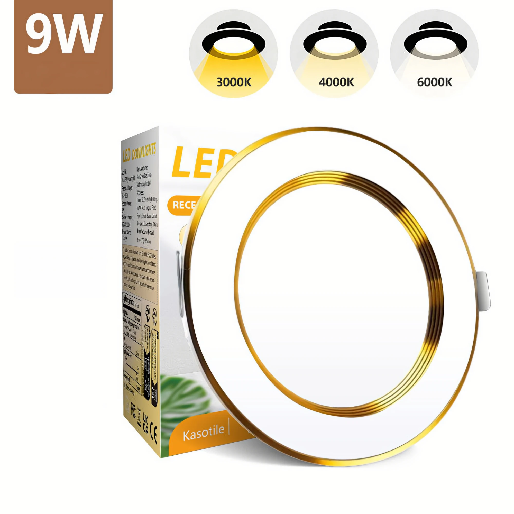 Kasotile LED Downlight AC85-265V Recessed Led Downlight 3CCT Bedroom Indoor Living Room For Home Decor Lighting LED Spot Lamp